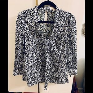 Kate Spade Cotton Long Sleeved Blouse with Tie